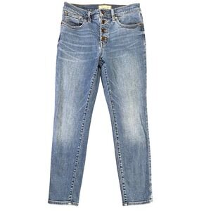 Madewell 9 inch Mid Rise Skinny Crop Jeans Medium Wash Button‎ Fly Size 28